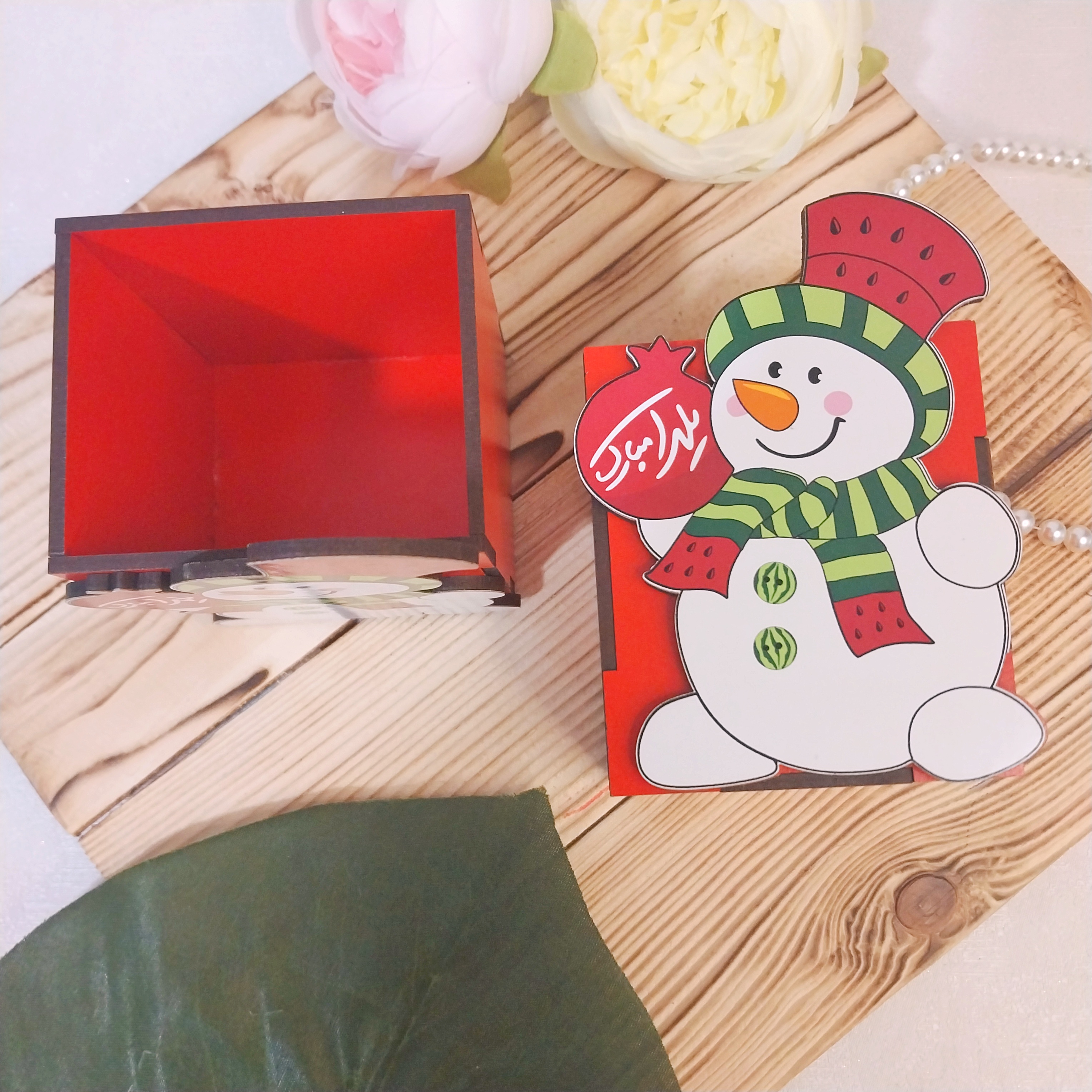 جا قلمی قرمز چوبی ویژه یلدا